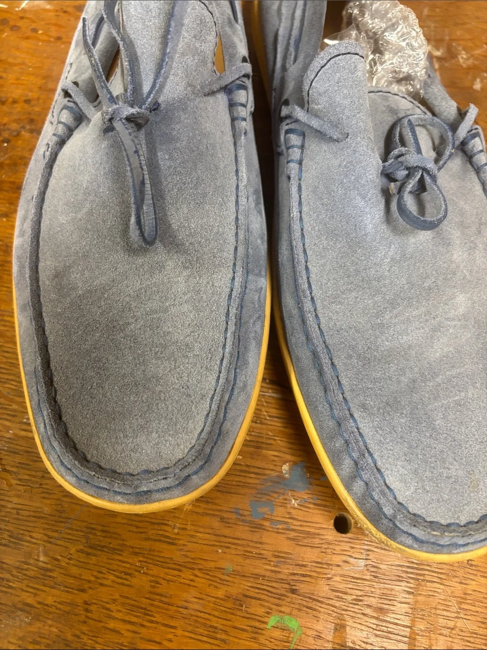 Tod's Light Blue Suede Tie-Top Loafers